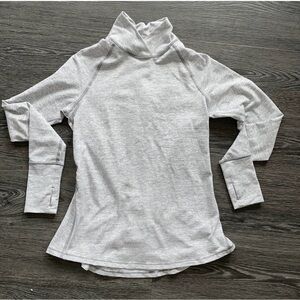 Lululemon In a Cinch Light Grey Striped Turtleneck